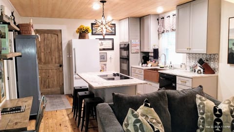 View from living room to kitchen