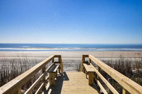 Steps from the beach on Solmate's deck