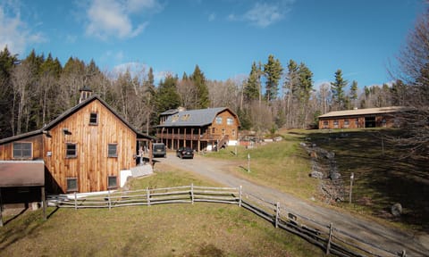 In the guest house yard.