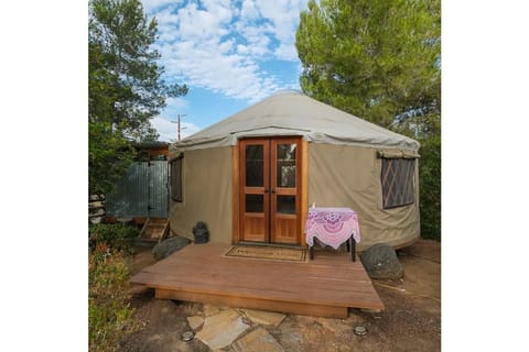 26 sq ft yurt with full bathroom.
