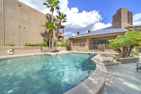 Escape the heat! Our retreat offers a second heated pool.