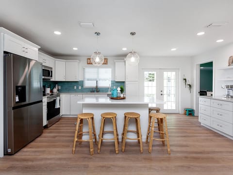 gorgeous kitchen that is fully stocked and has ability to seat 5 at the island.