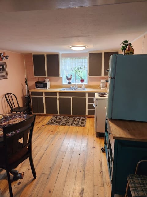 Kitchen, a small retro frig., we also have a cooler if needed. Coffee too.