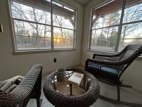Enjoy a fresh cup of coffee and the sunrise in our front reading room. 