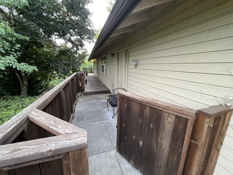 Your entry thru the outside garage door on the left of the house.