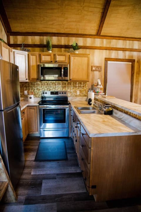 View of Kitchen, Stainless Steel Appliances Full Size, Fully Stocked