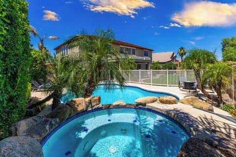 Enjoy your own private secluded Hot tub and pool.