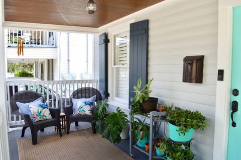 The front porch is ideal for evenings and the occasional rainy day