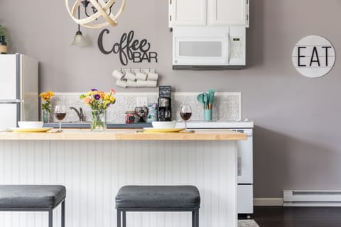 Enjoy a glass of wine or cup of coffee