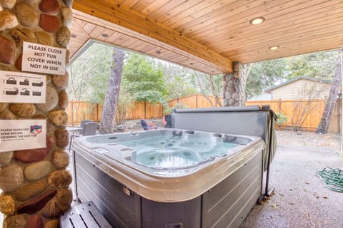 Relax in the oversized 7-person hot tub