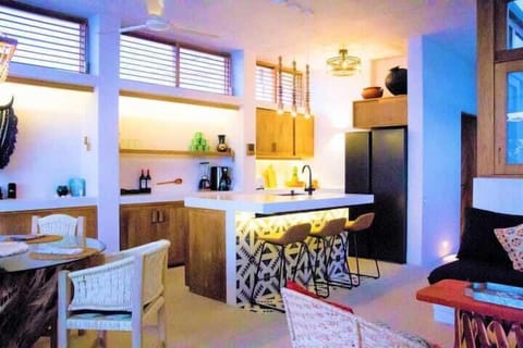 open concept kitchen and dining