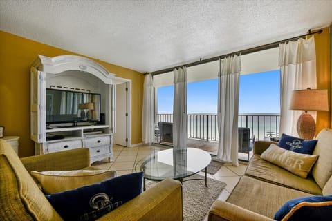 Gulf Front Living Area with Two Sleeper Sofas