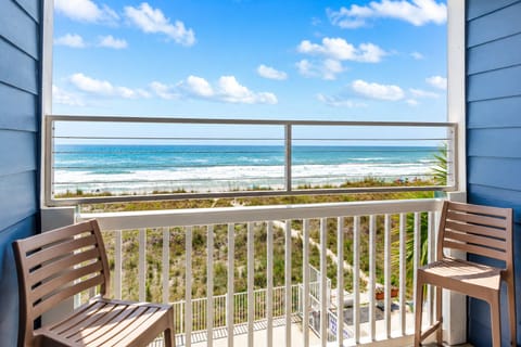 Relax on your private oceanfront balcony—direct Atlantic views in Cherry Grove.