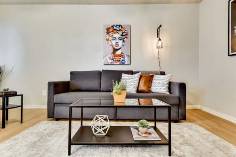 Comfortable sofa fulls out to a double bed. 