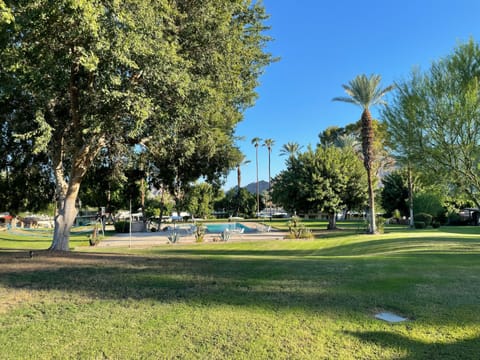 Pool with mountains beyond.  View from the patio.
