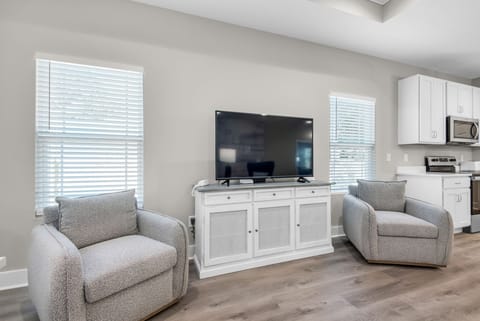 Enjoy a movie on the flat screen TV