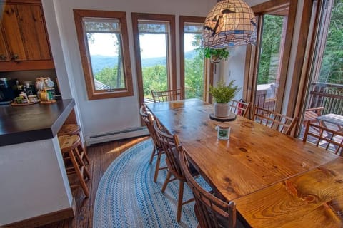 Dining area comfortably seats 8