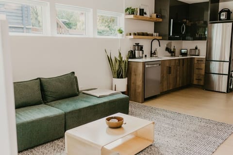 Living room looking into kitchen
