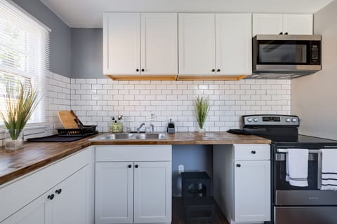 Bright space with kitchen essentials 
