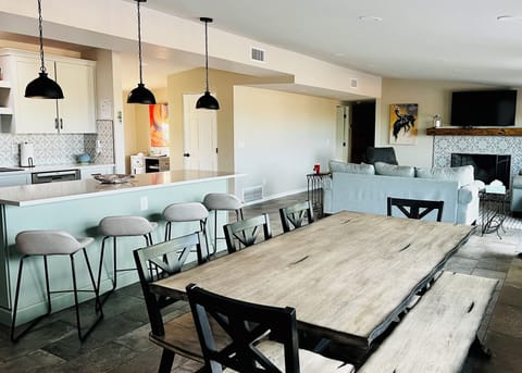 Lots of room for eating, visiting, watching a movie or a big game