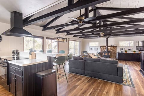 View from kitchen out into open living space