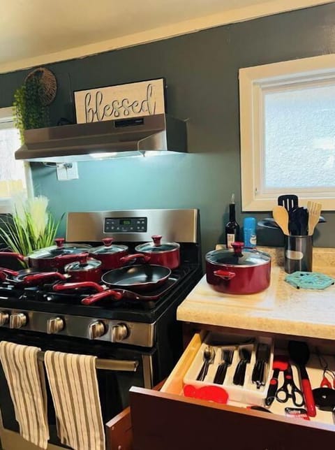 Kitchen with all utensils to prepare a meal.