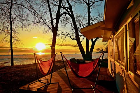 Comfortable hammock chairs.