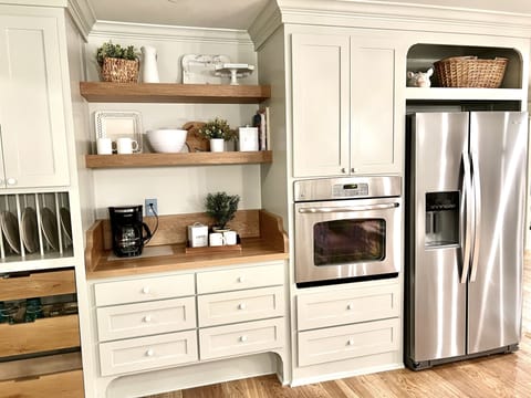 coffee bar area includes an accessible toe kick area, accessible oven