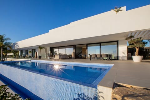 A large heated outdoor pool.