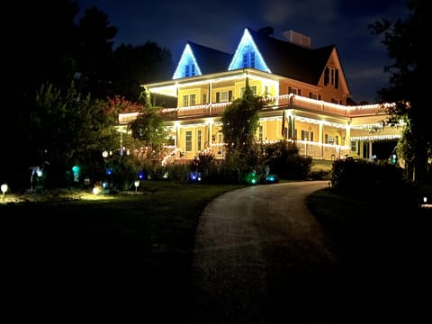 Main 1896 house, at night. A shining beacon on the highest point in the vicinity