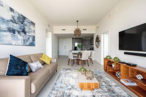 View from the living room towards the dinning table and kitchen.