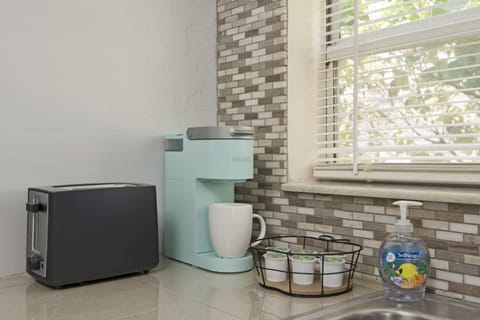 Keurig coffee maker and toaster.