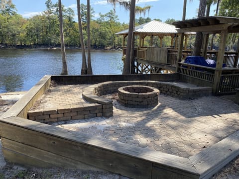 Fire pit overlooking river