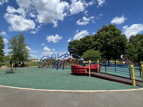 Let kids burn energy at the nearby playground and park.