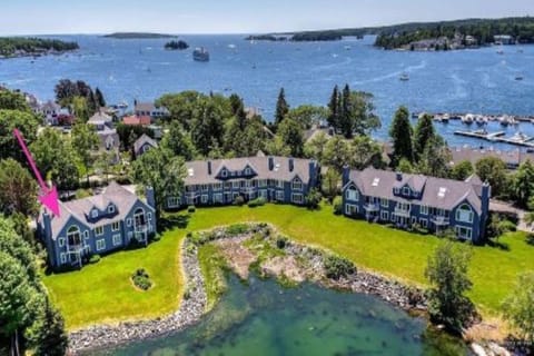 Aerial view of condo on the left side.