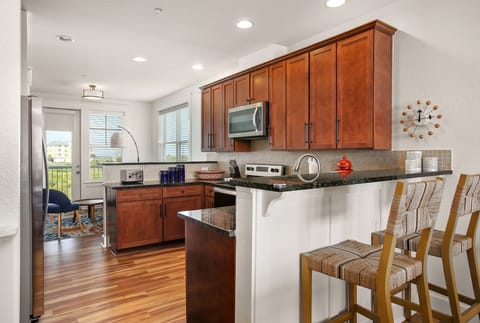 Fully equipped kitchen with all the items you'll need to cook your meals.