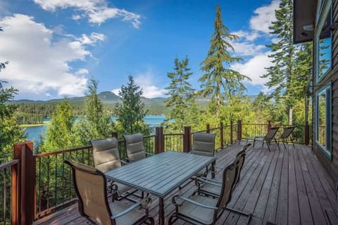 Wrap around deck with plenty of outdoor furniture, gas BBQ and hot tub 