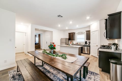 The whole family can fit at this large, hand made farmhouse table!!