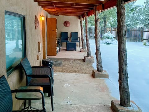 Back porch at the Ranch House during winter.