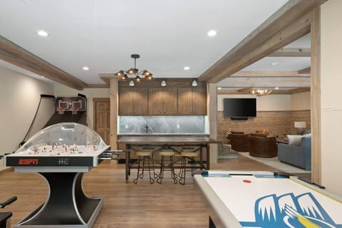 Lower level game room and living room.