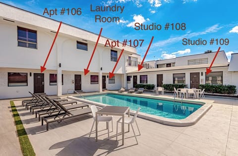 Your studio comes with a pool view