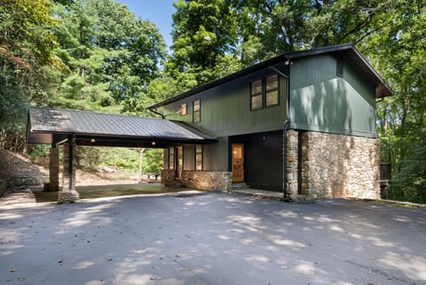 Secluded cabin surrounded by trees