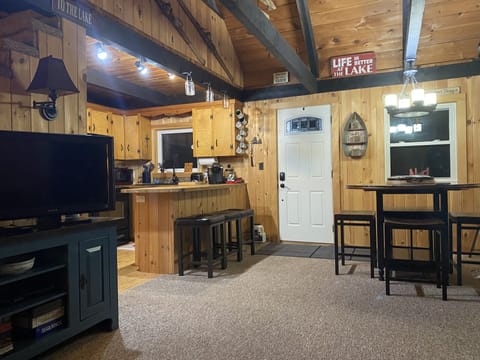  View of dining and kitchen area from couch