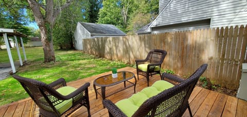 Relaxing large backyard with beautiful deck 