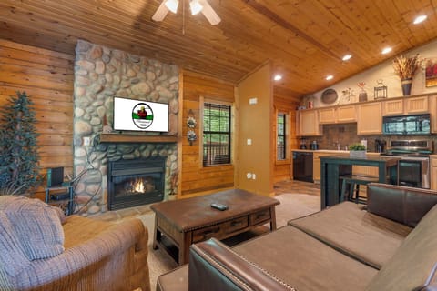 Living Room with Cable TV, Seasonal Gas Fireplace, Sleeper Sofa