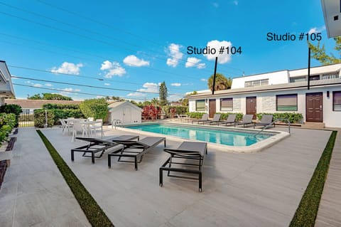 Your studio with a beautiful pool view.