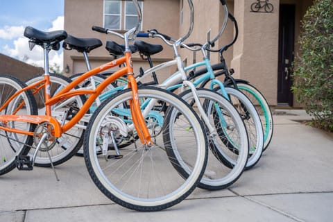 Bikehaven includes four fun cruiser bikes and is located next to the Bike Loop!