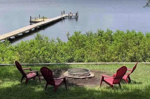 Fire pit and our dock