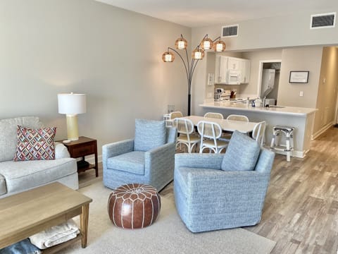 Living room with large flat screen TV & Queen sleeper sofa