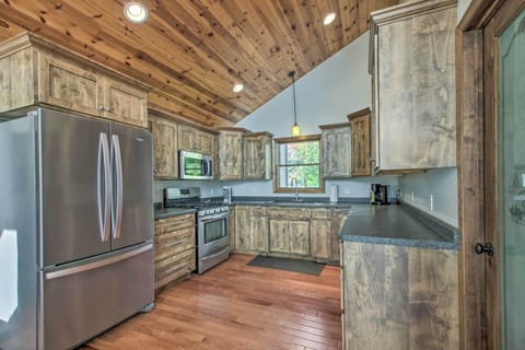 Kitchen | 3-Story Cabin | Pet Friendly w/ Fee | 1 Exterior Security Camera